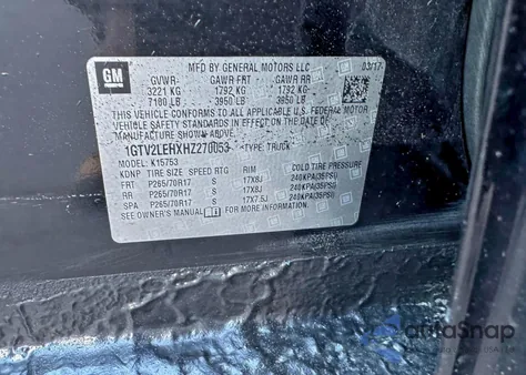 2017 GMC Sierra K1500 z USA, uszkodzony, nr VIN 1GTV2LEHXHZ270053